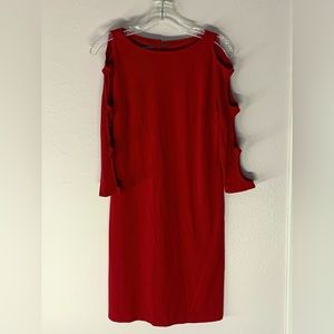 NWOT Muse Exclusively for Boston Proper Red Cutout arm sleeve dress Sz 10 D007